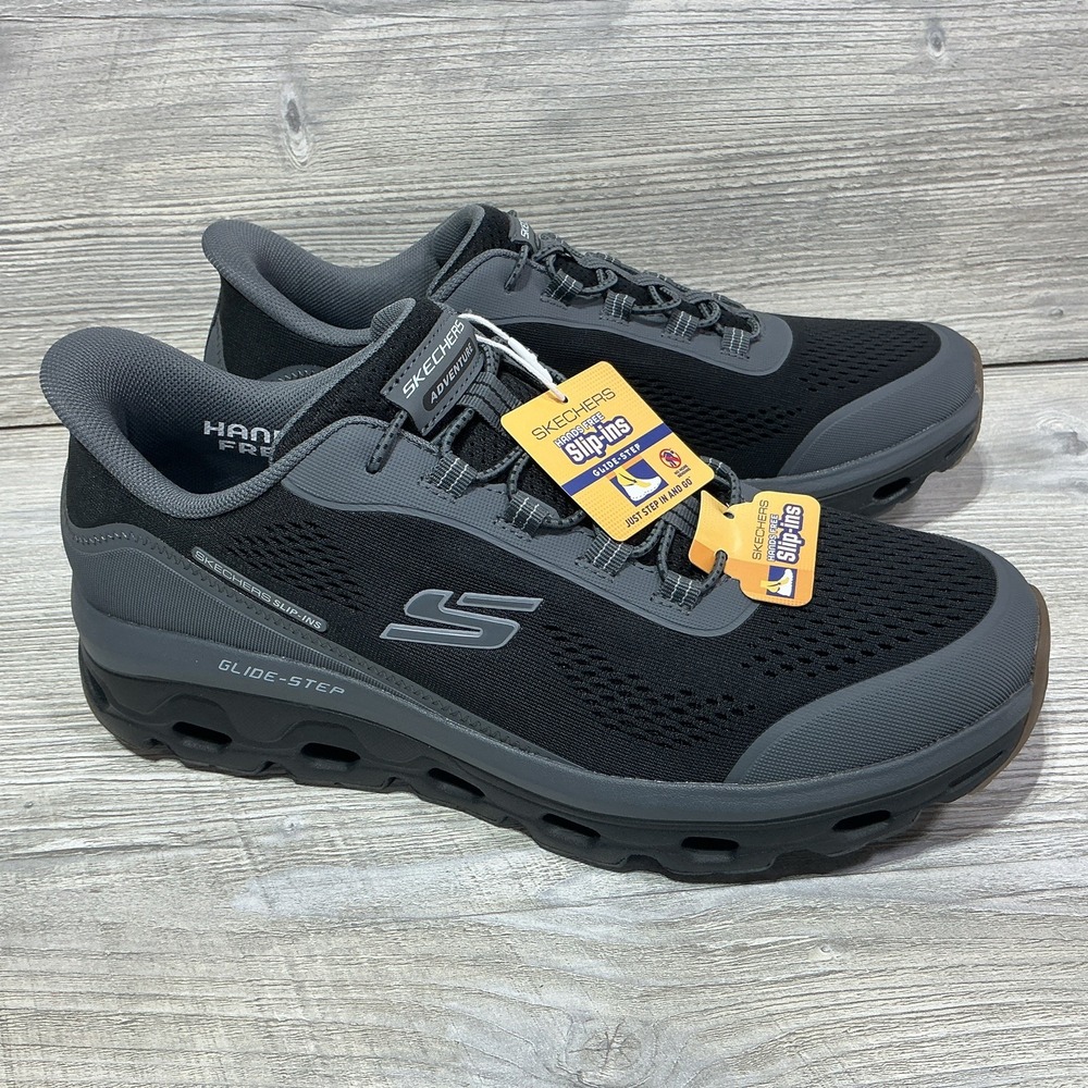 Skechers Glide-Step Sole Hands Free Slip-in Men's 11.5 Black/Charco Soft NEW